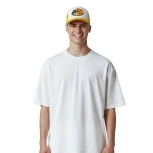 BASS PRO SHOPS Mens Yellow and White Trucker Fishing Hat trout outdoorsy hunting